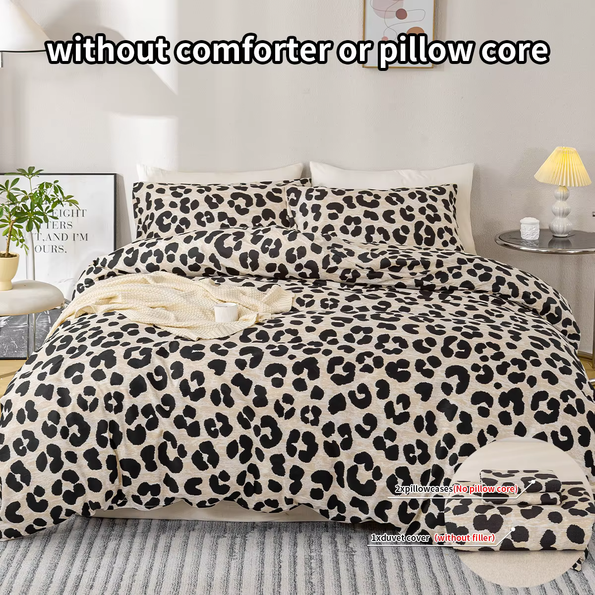 Ensemble de housse de couette imprimé léopard 3 pièces