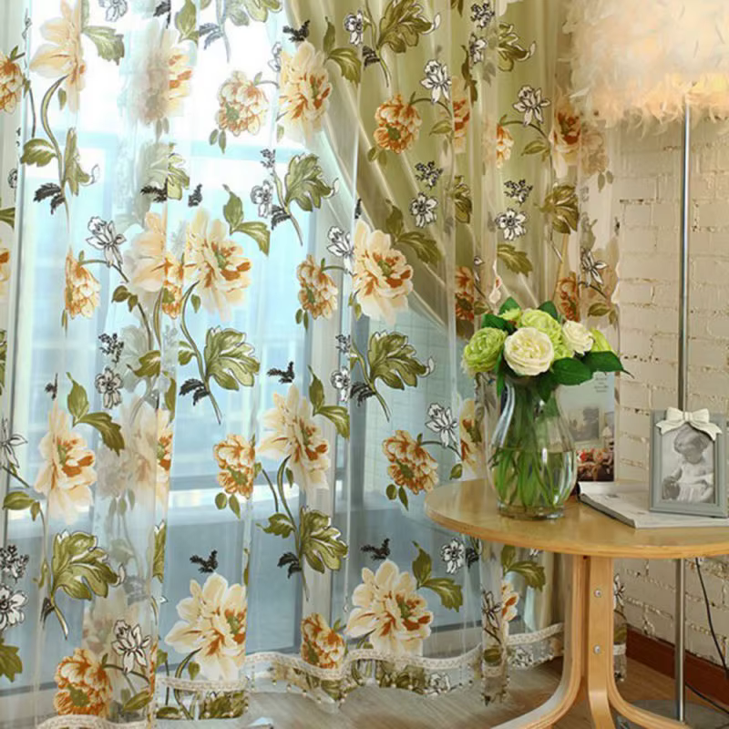 Rideaux de fenêtre en Tulle Beige violet
