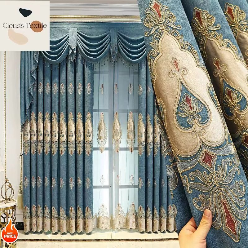 Nouveaux rideaux pour salon salle à manger chambre haute qualité broderie européenne occultant nordique Simple Atmosphérique Chenille
