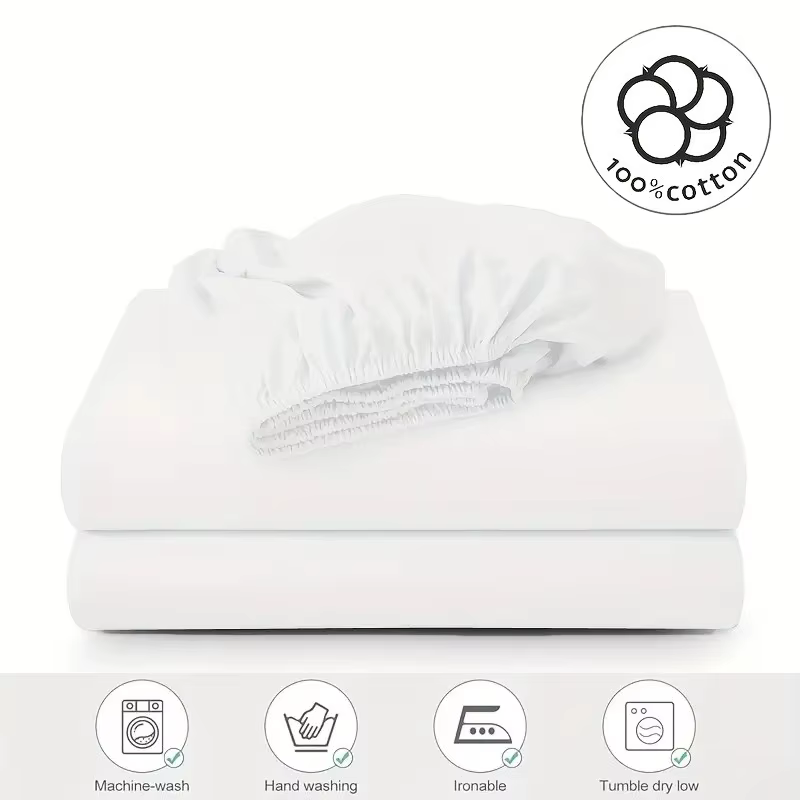 Drap-housse en coton de couleur unie avec bande élastique