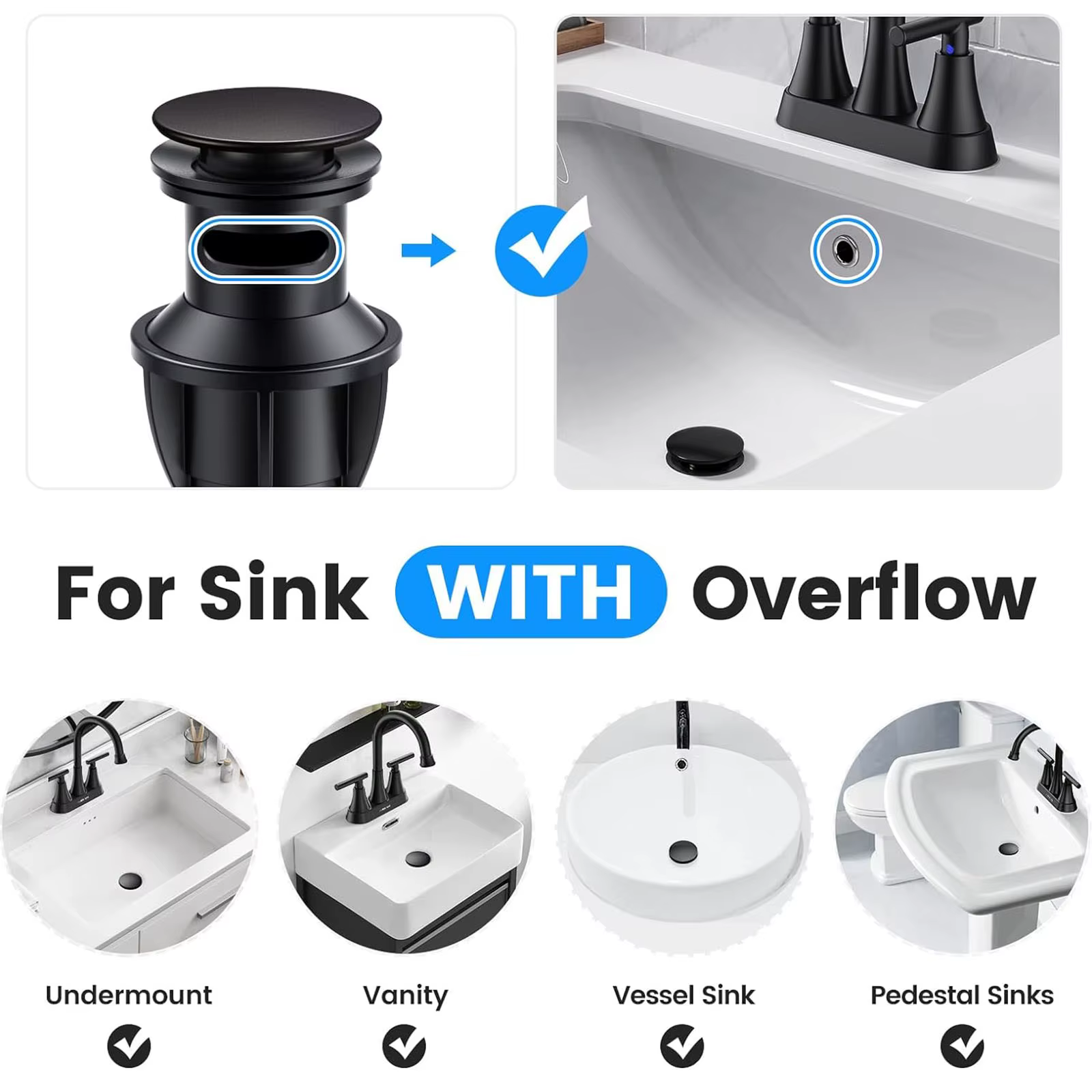Bonde de lavabo avec siphon anti-débordement