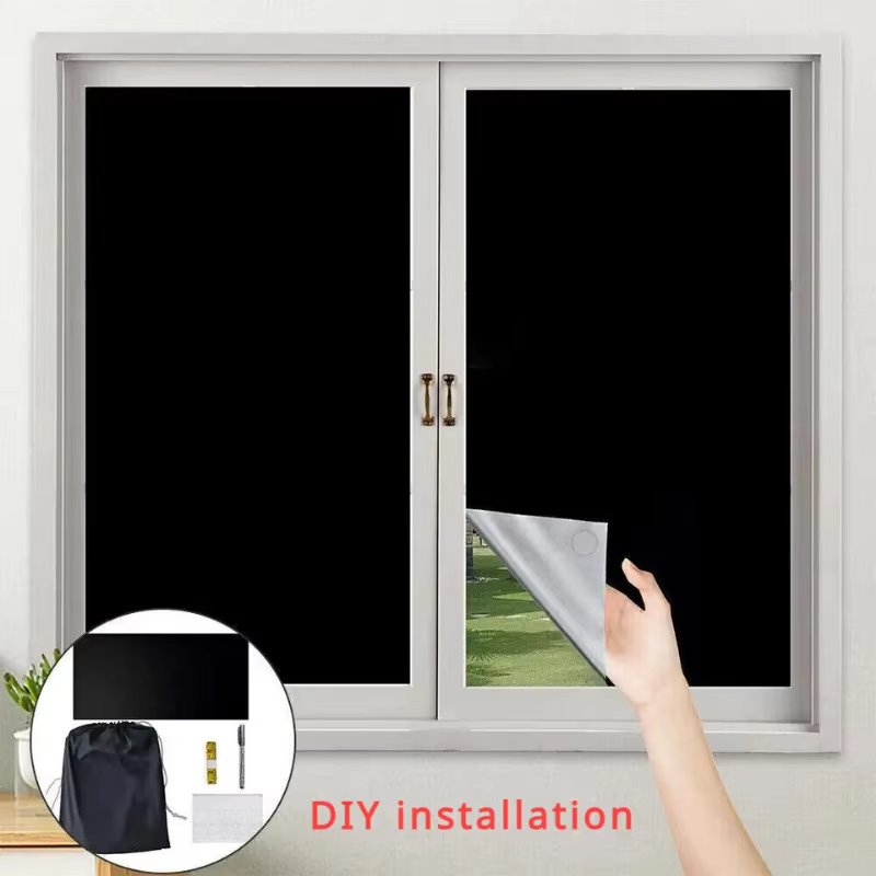 100% rideau occultant amovible Portable voyage bloquant le plus foncé fenêtre Film tissu temporaire bricolage rideaux occultants