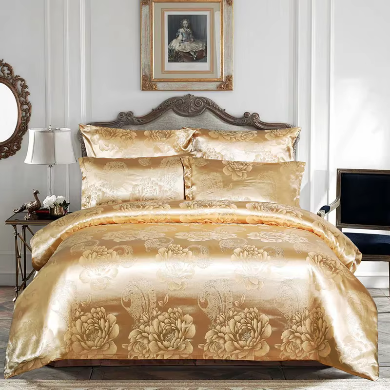 Ensemble de housse de couette en Satin Jacquard européen