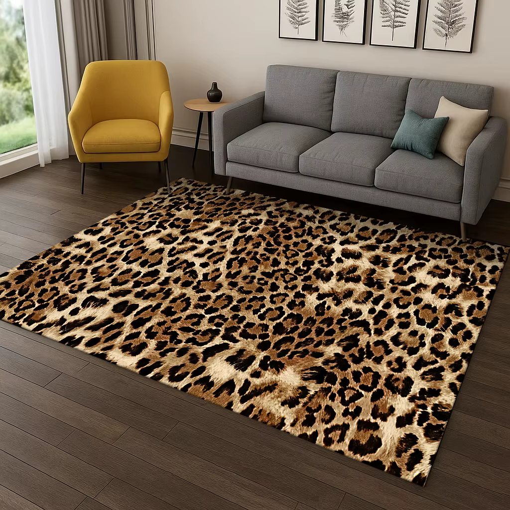 Tapis imprimé léopard à rayures zébrées colorées