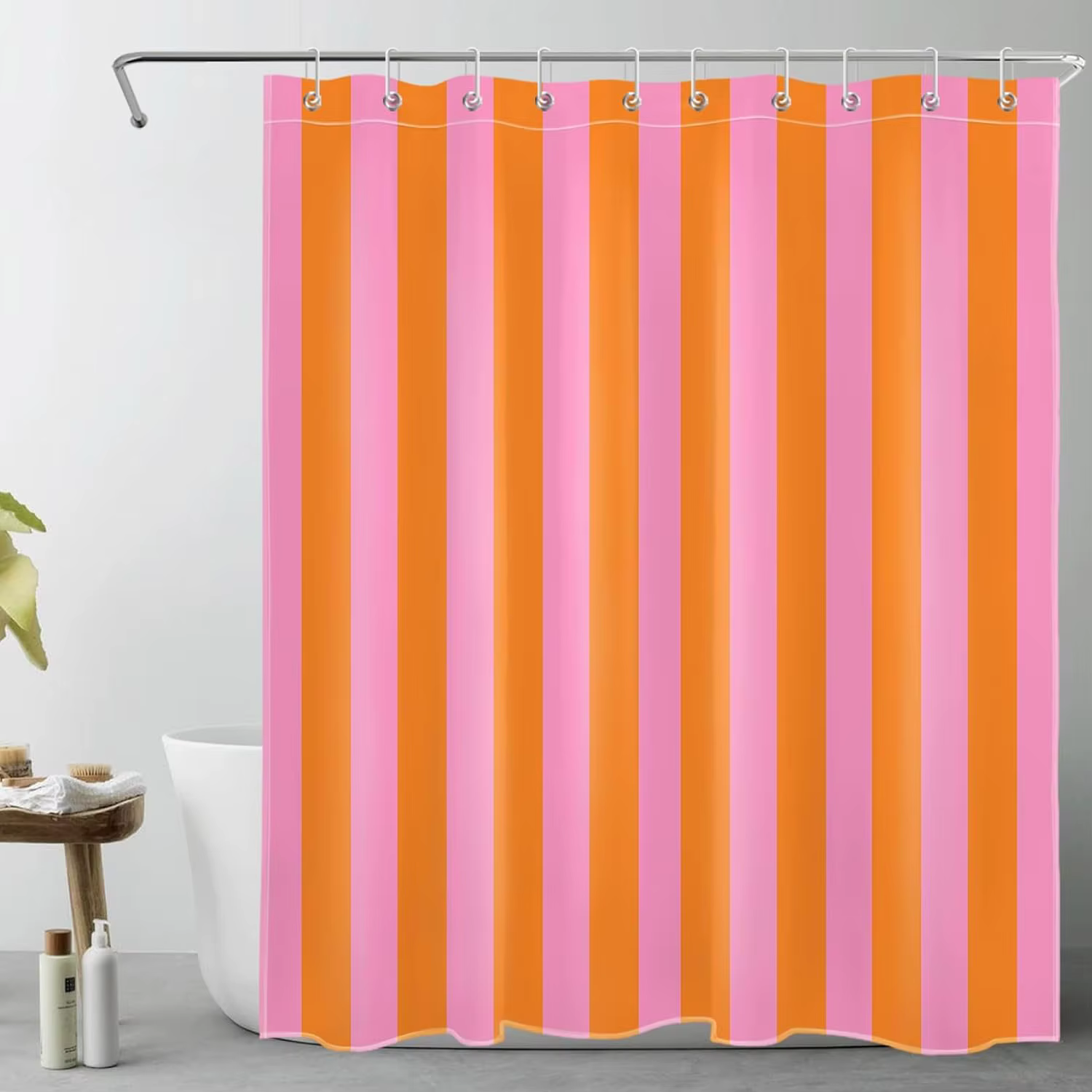 Rideau de douche rose et Orange