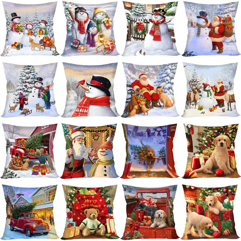 Housse de coussin bonhomme de neige de noël