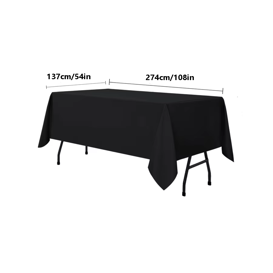 Nappe rectangulaire noire - 54 x 108 pouces - Torches jetables pour repas