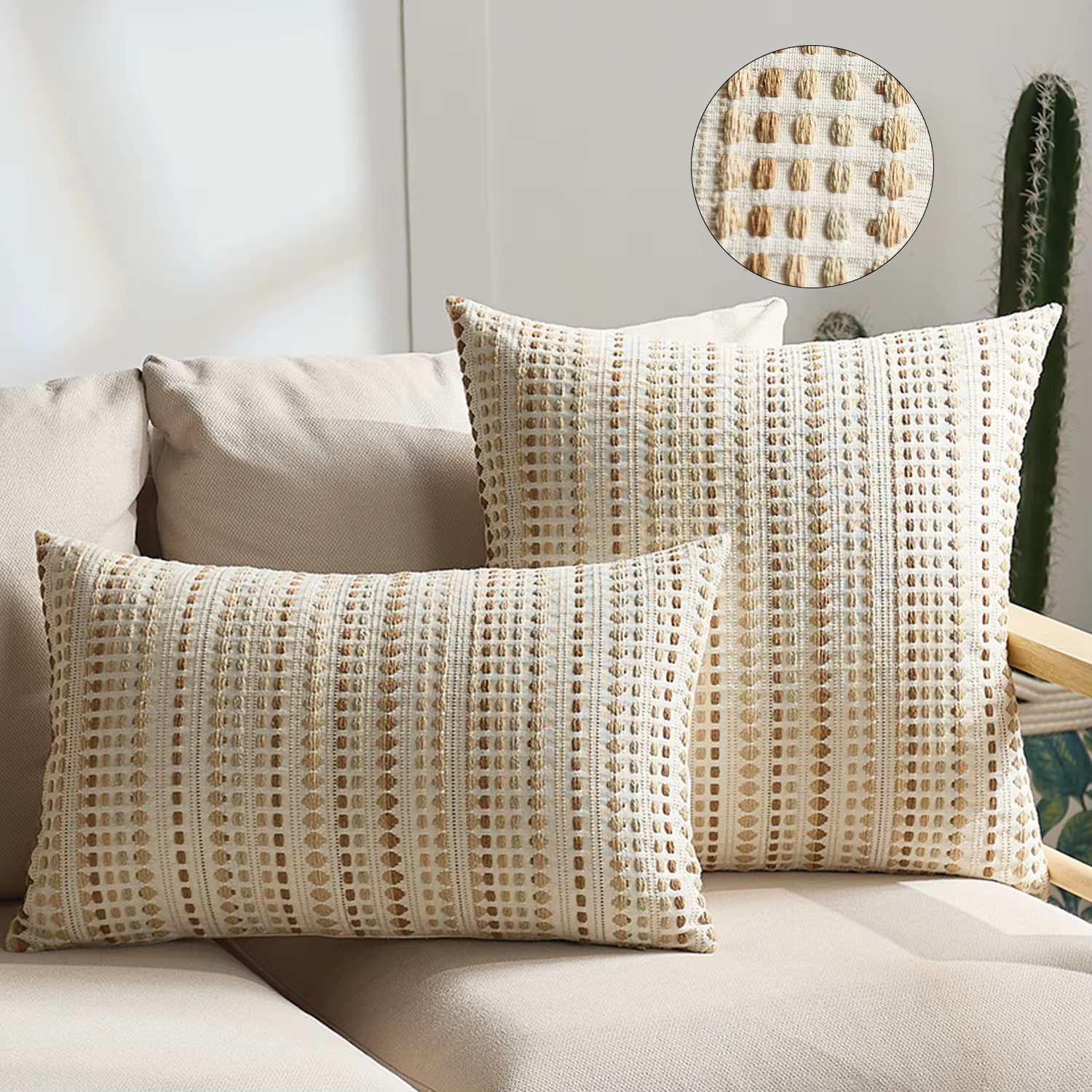 Housse de coussin jacquard Boho Dots 45x45 cm