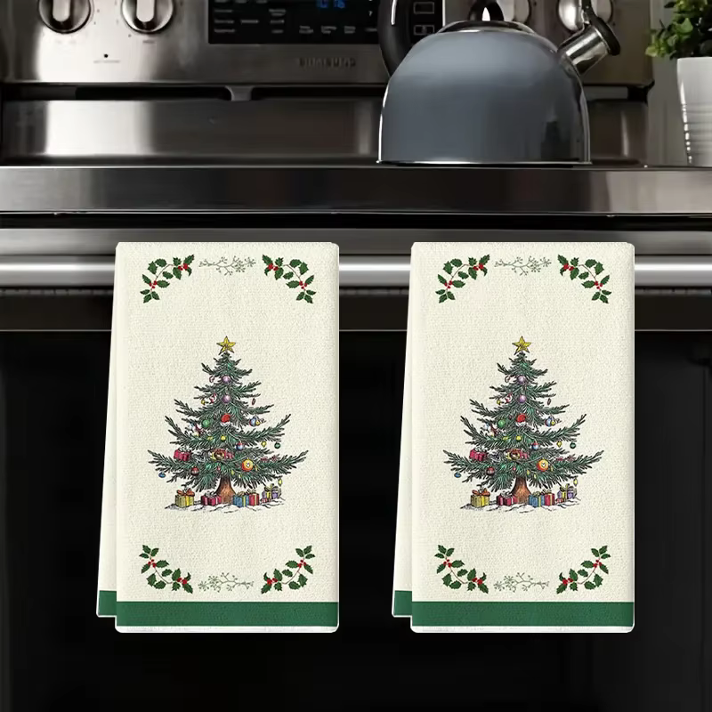 Lot de 2 torchons de cuisine décoratifs pour sapin de Noël