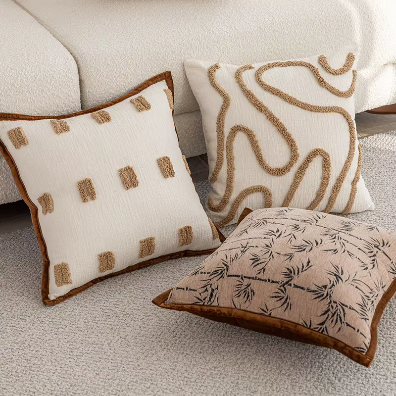 Housse de coussin en tissu brun italien