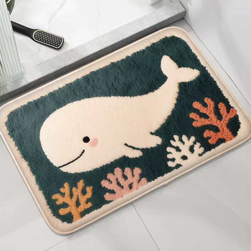Dessin animé animal salle de douche petit tapis