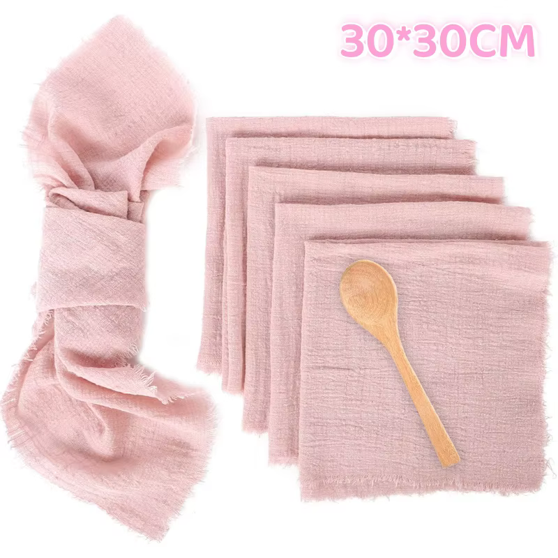 Serviettes Serviettes en lin Serviettes de dîner en tissu rose 30x30 cm Serviettes en coton et lin pour fêtes