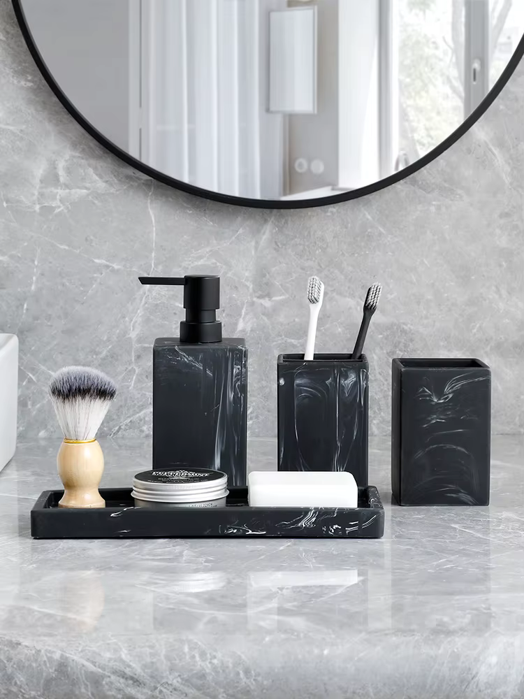 Distributeur complet de savon et de Lotion à motif de marbre