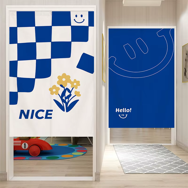 VIKAMA Klein Blue Door Curtain Kitchen Bedroom Decor Half