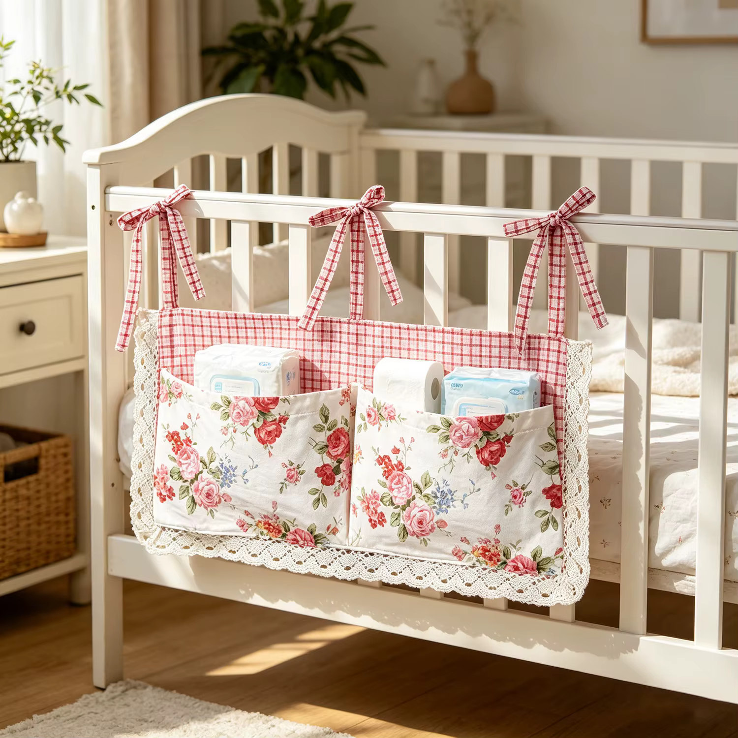 1 rideau court à motif floral rose pastoral avec poche pour cuisine
