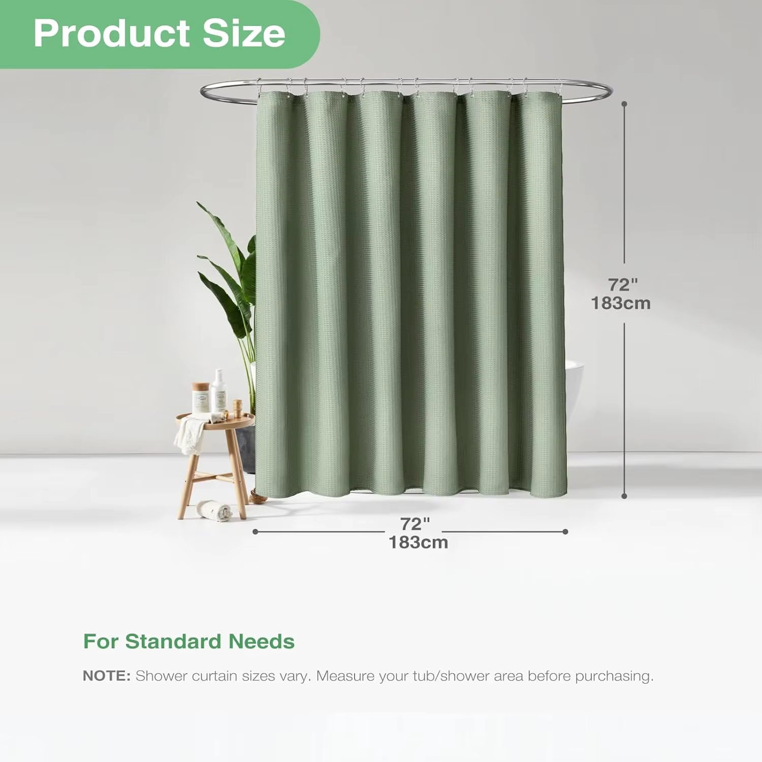 Rideaux de douche en tissu épais texturé gaufré pour salle de bain