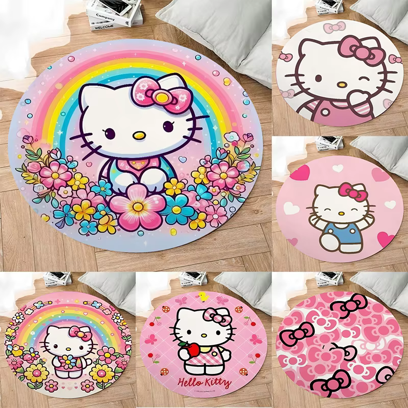 Tapis rond rose Hello Kitty mignon