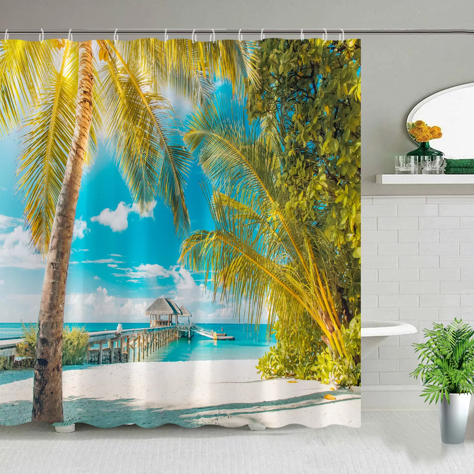 Rideau de douche extérieur paysage hawaïen