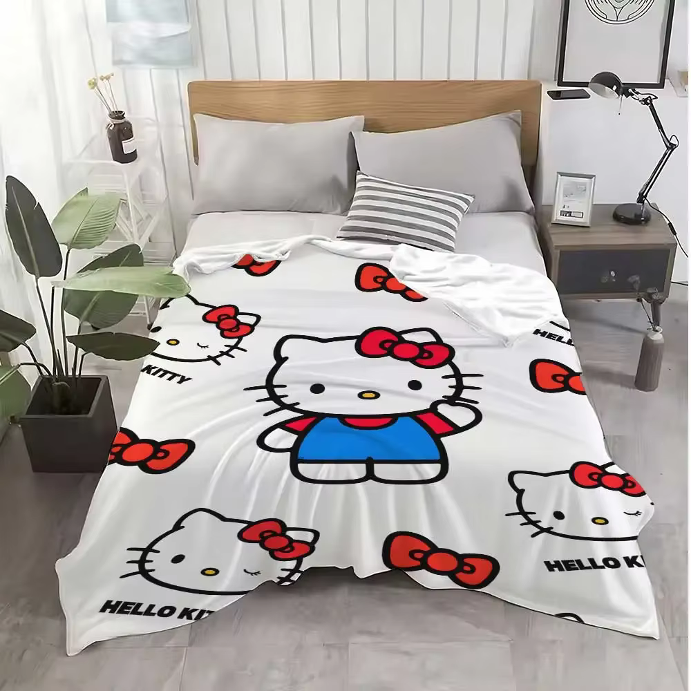 Couverture douillette Kawaii Hello Kitty pour canapé