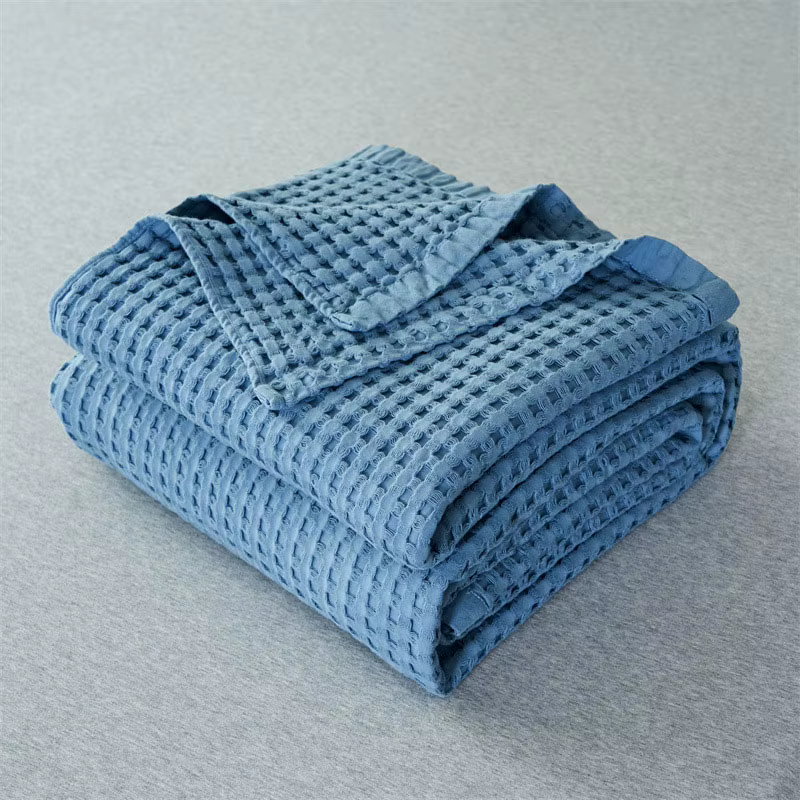 Couverture en coton à carreaux gaufrés