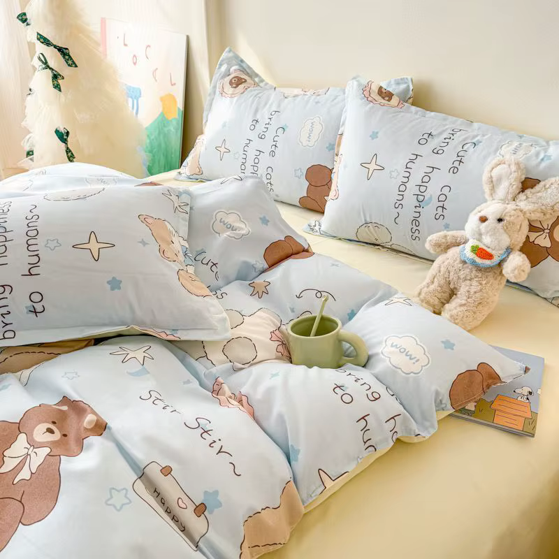 Ensemble de housse de couette chat mignon avec fermeture éclair