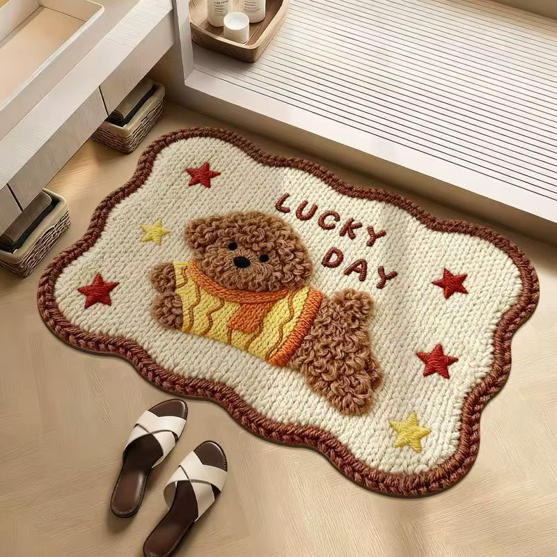 VIKAMA mignon salle de bain tissage tapis maison toilette Absorption d'eau séchage rapide