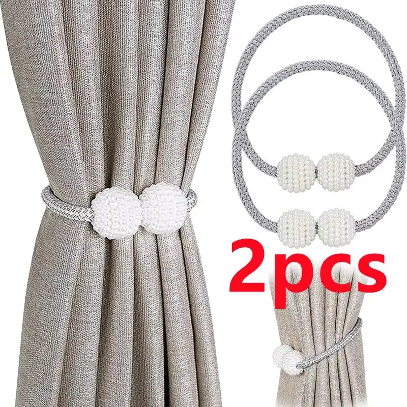 1/2 pièces perle magnétique rideau pince porte-rideau cravate boucle Clips suspendus boule