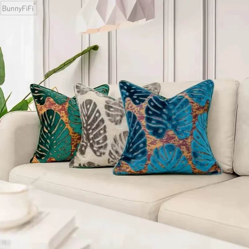 Juste de coussin en velours de luxe pour canapé