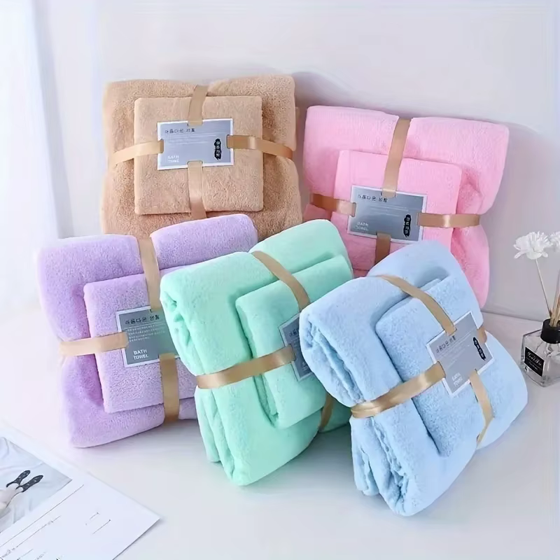 Ensemble de serviettes de bain en velours pour adultes
