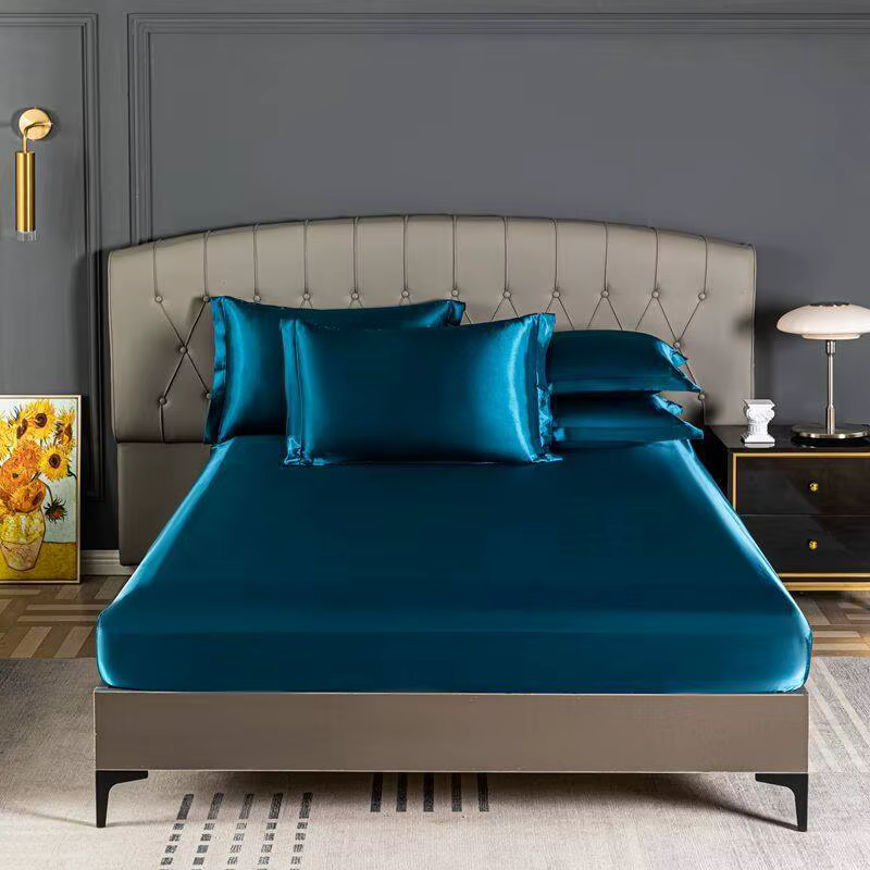 Drap-housse en satin solide avec bande élastique