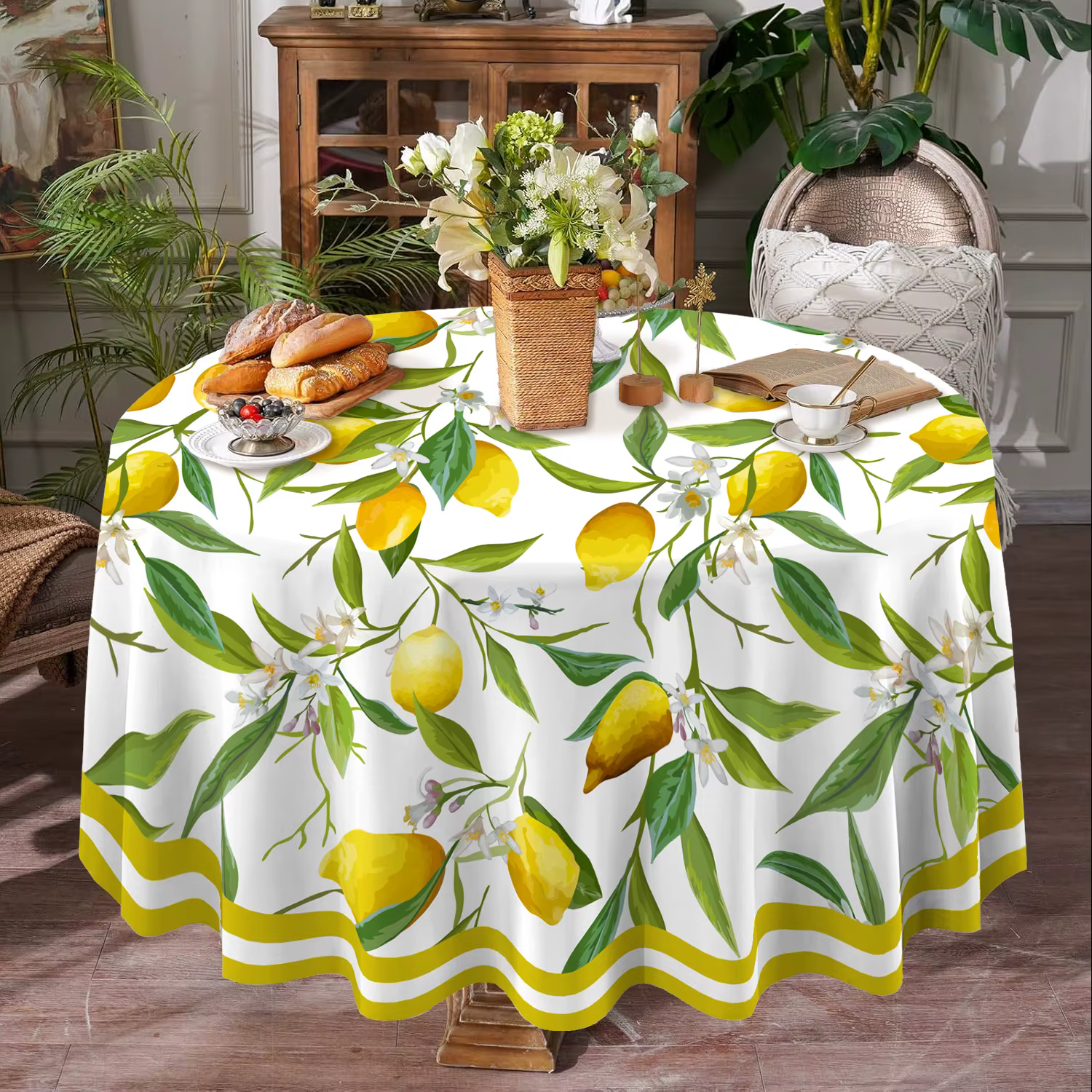 Nappe ronde/carrée jaune citron
