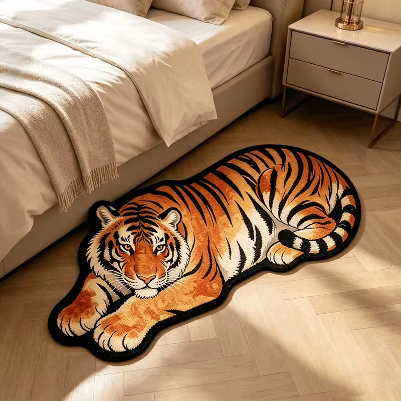Tapis irrégulier à motif de tigre tendance et cool