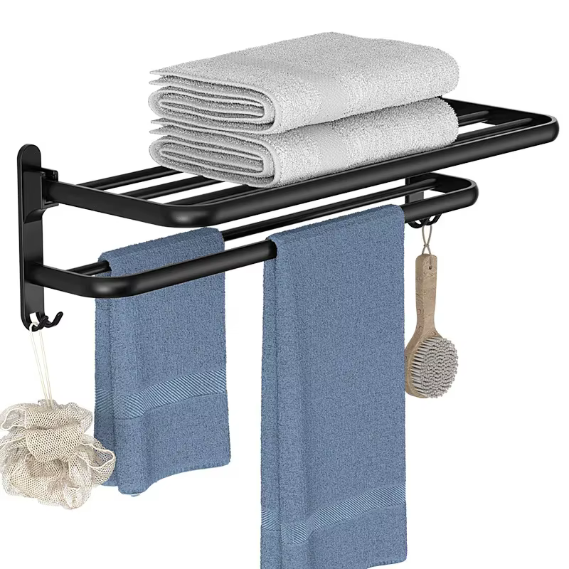 Porte-serviettes mural en aluminium noir