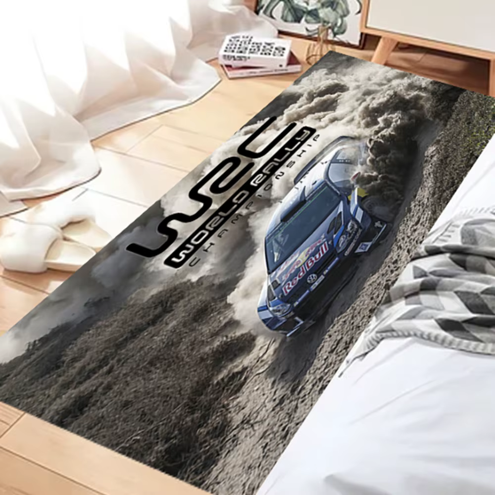Tapis à motif de voiture de course du championnat du monde du rallye