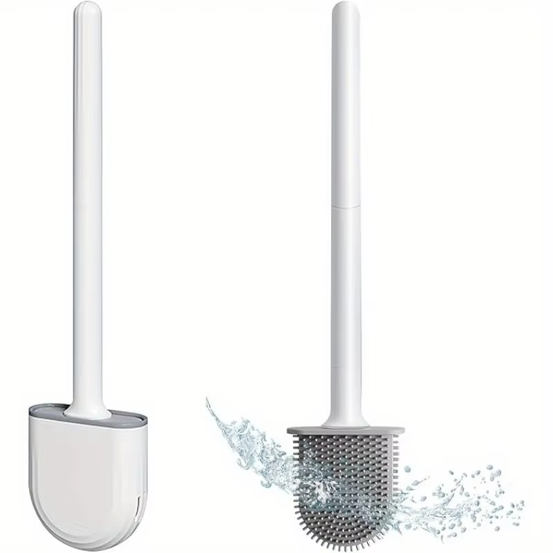 Brosse de toilette en silicone et support mural pour salle de bain