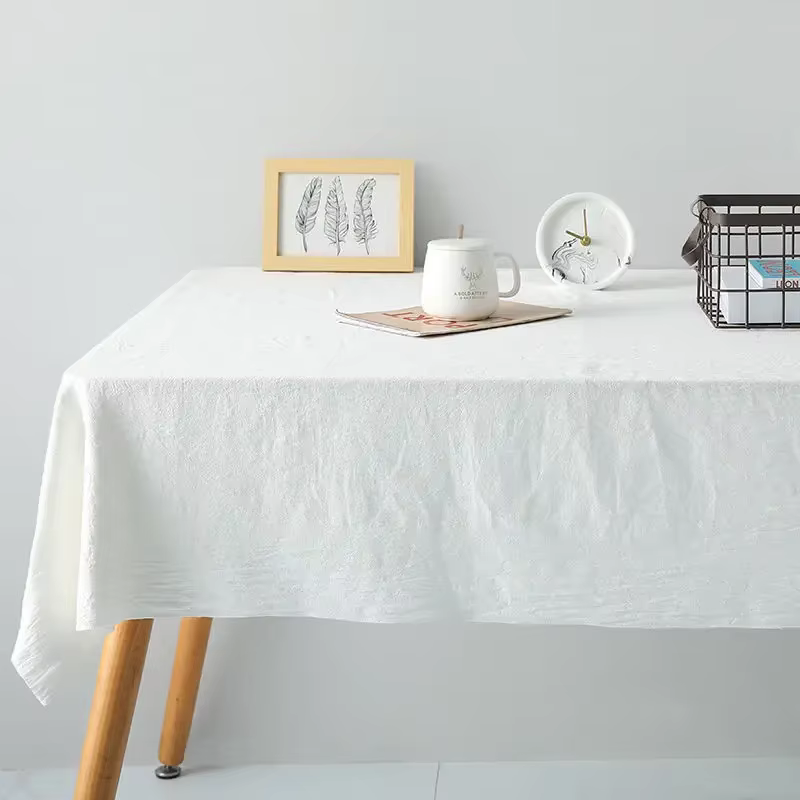 Nappes rectangulaires blanches en coton
