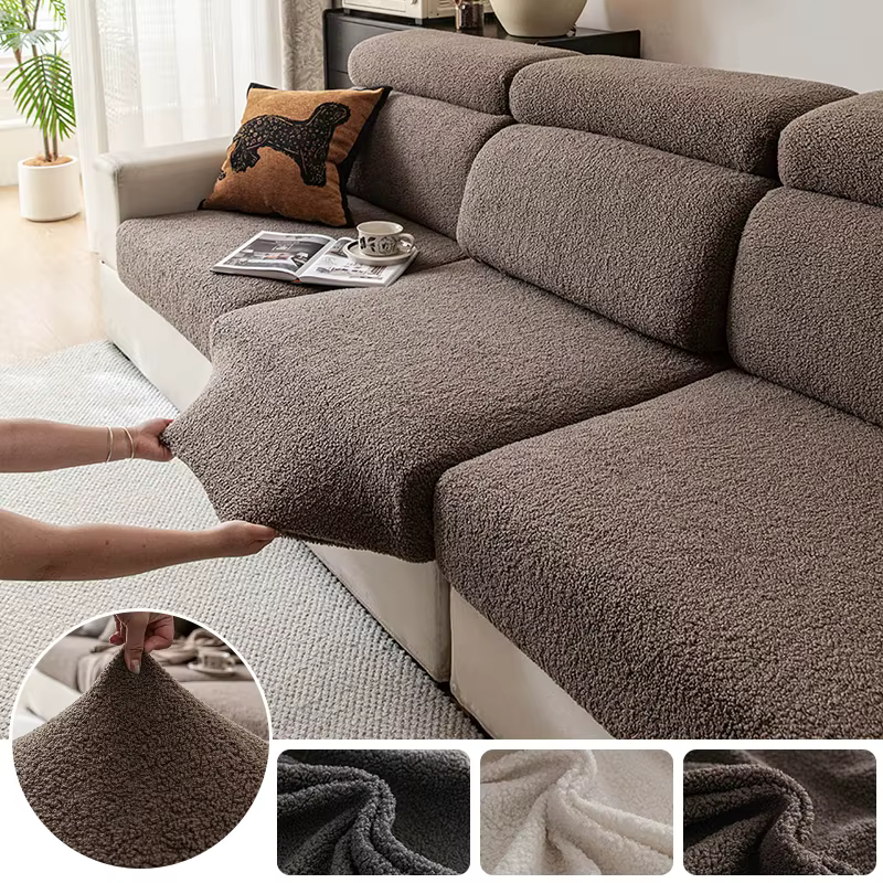 Housse de coussin de canapé en peluche épaisse