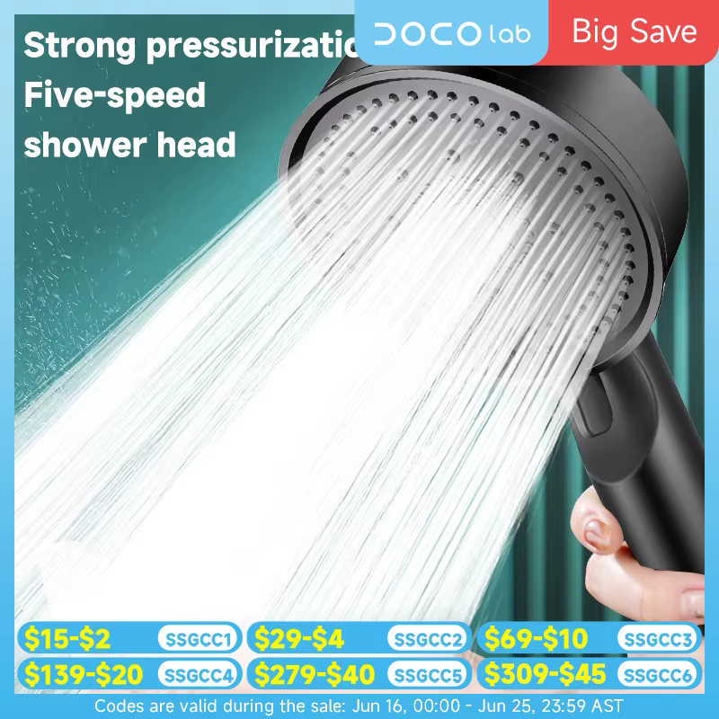 6 Modes Pression Boost Tête De Douche Multifonction Réglable Grande