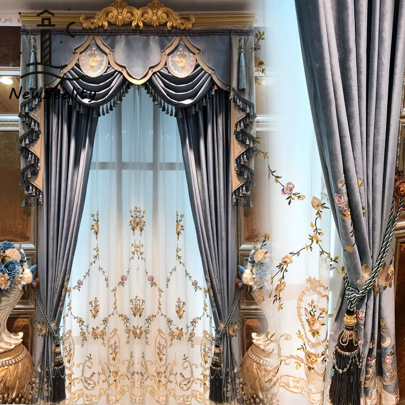 Rideaux de luxe en Tulle brodé