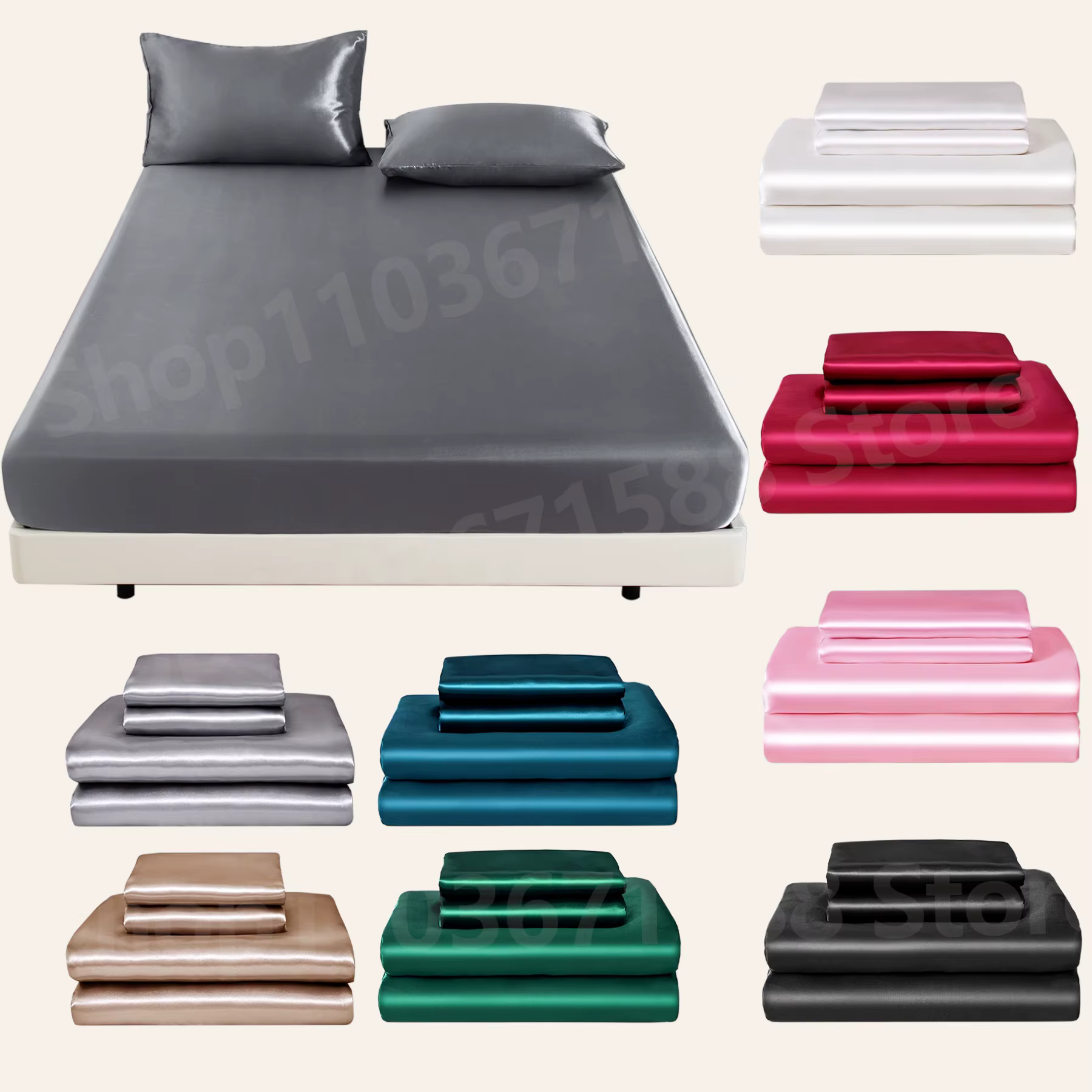 Ensemble de draps-housses de couleur unie