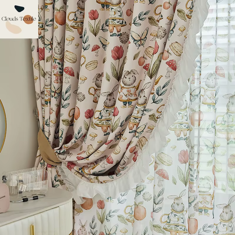 Rideaux College en coton et lin pour chambre d'enfant