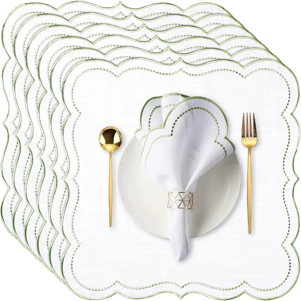 Lot de 10 serviettes en tissu coton et lin