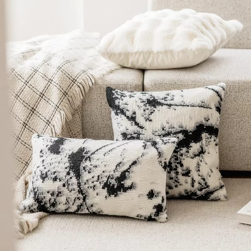 Juste de coussin en peluche de style crème
