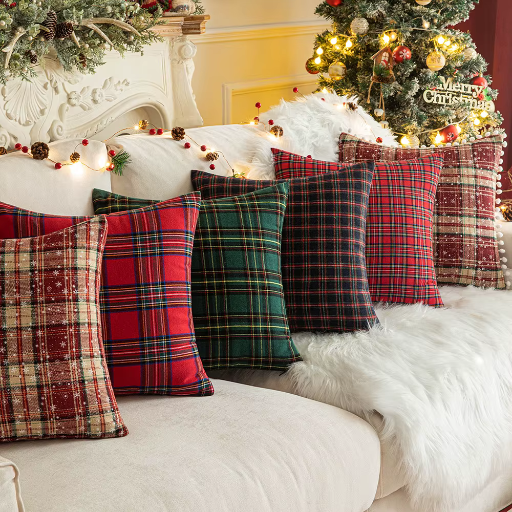 Juste de coussin de Noël en peluche pour canapé