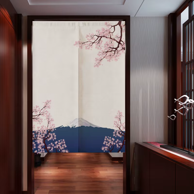 Rideau de porte en lin japonais ukiyo-e