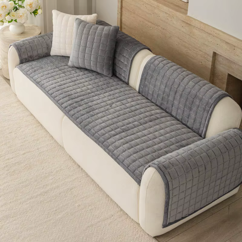 Housses de coussin de canapé en flanelle gris foncé