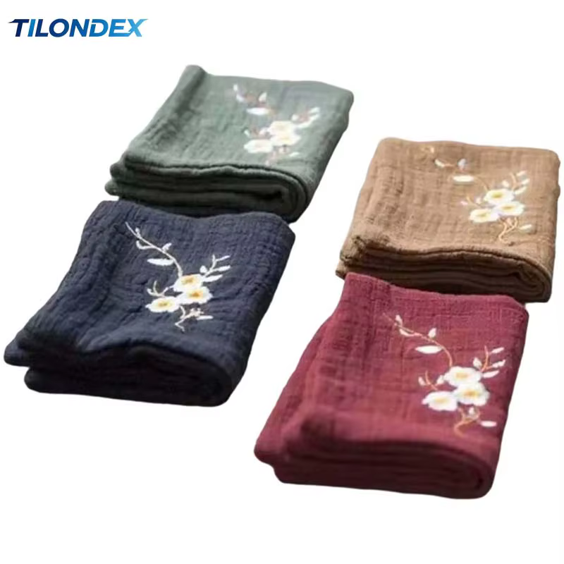 TILONDEX 29X29CM Serviette de thé brodée style chinois motif fleur de prunier