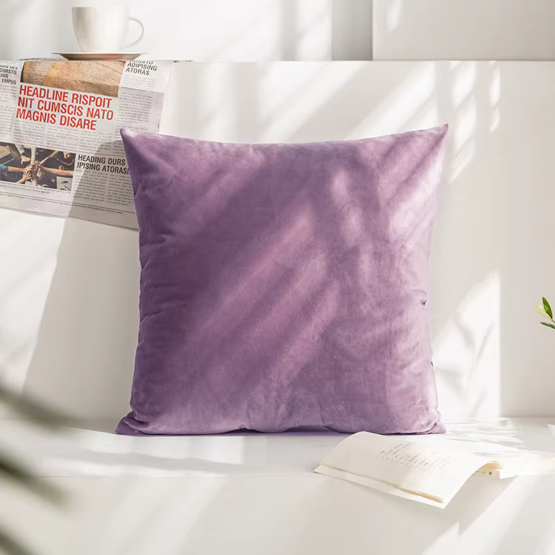 Housses de coussin en velours violet clair