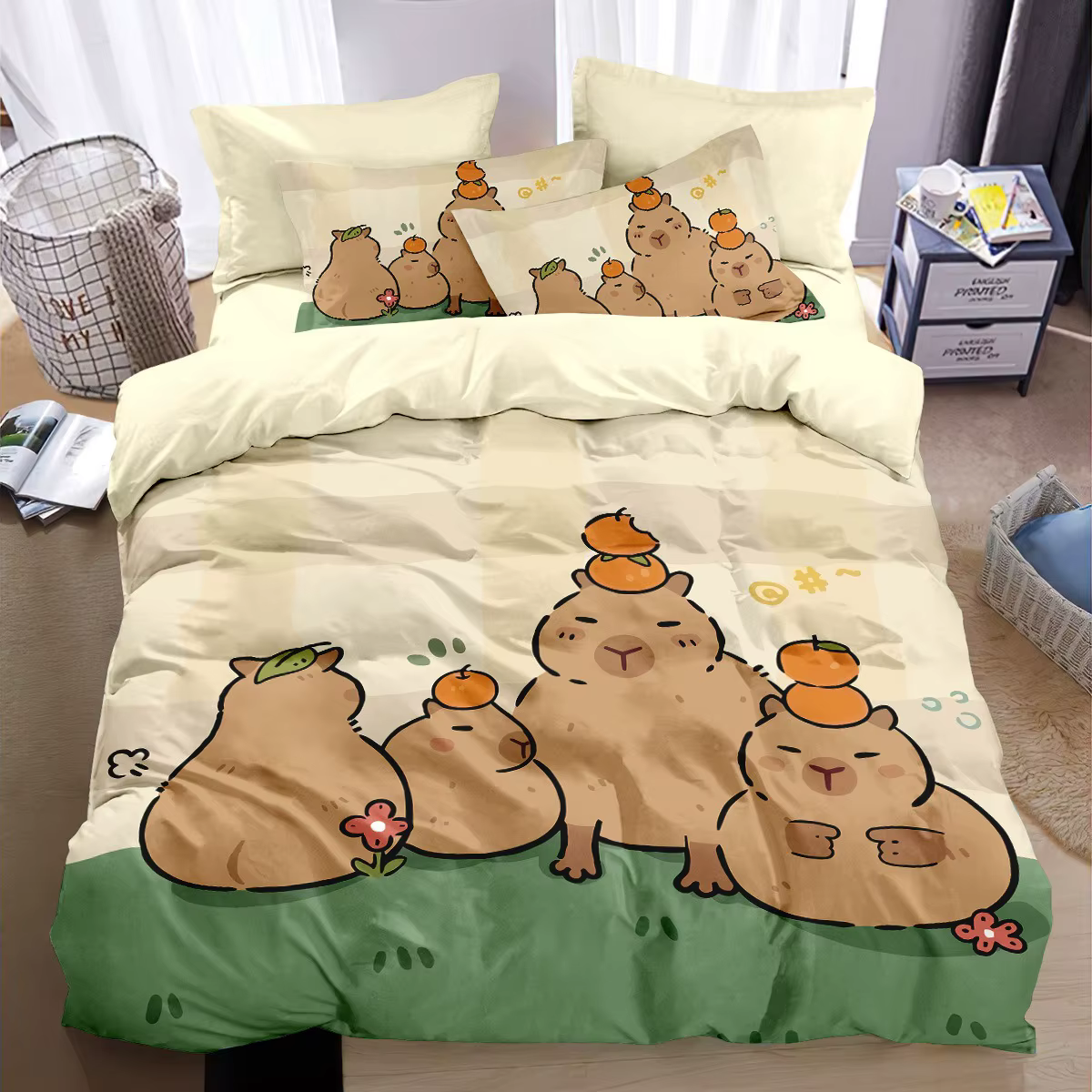 Housse de couette Capybaras mignonne de dessin animé