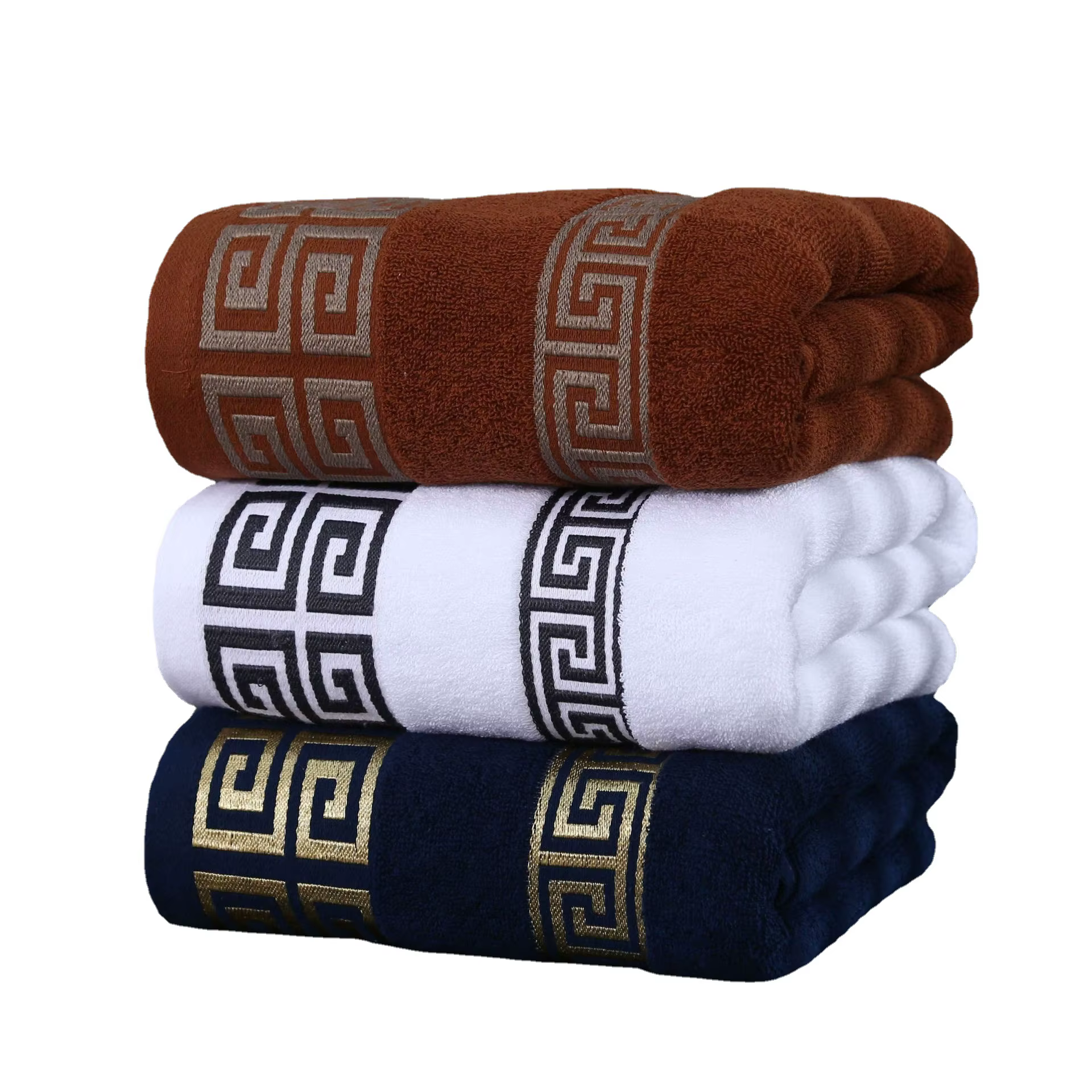 Grande serviette de bain 70x140cm Marron Blanc Bleu Noir Gris Vert